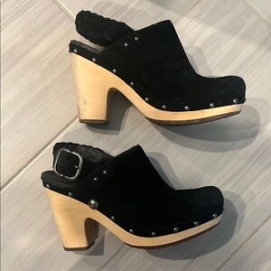 UGG Black Clogs with Chunky Heels